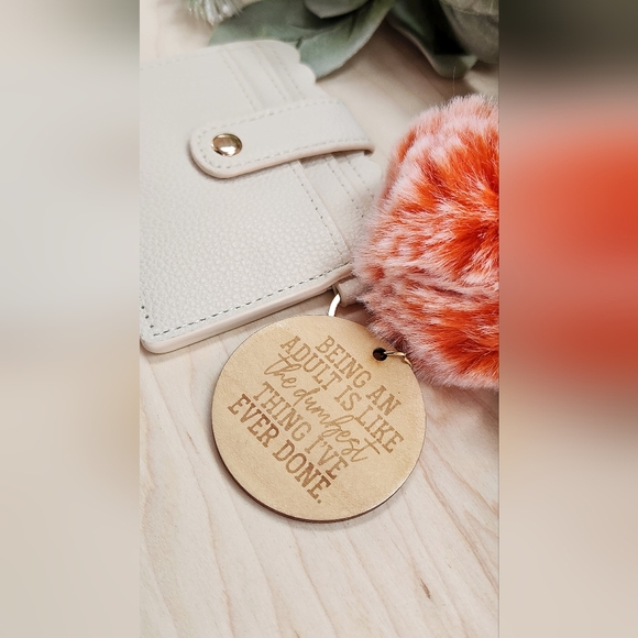 Wallet Keychain and Puff with Laser Engraved Charm - Being An Adult - Picture 2 of 11